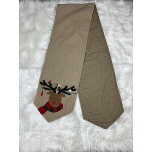 Vintage Christmas Table Runner 83" x 12 1/2" Reindeer Rudolph Holiday Corduroy